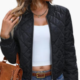 Women’s Bomber Jacket with Zip and Ribbed Hem