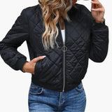 Women’s Bomber Jacket with Zip and Ribbed Hem