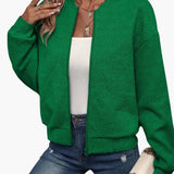Women’s Bomber Jacket with Zip and Ribbed Trims