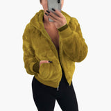Women’s Bomber Jacket with Zip and Textured Surface