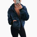 Women’s Bomber Jacket with Zip and Textured Surface