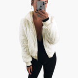 Women’s Bomber Jacket with Zip and Textured Surface