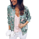 Women’s Bomber Jacket with Zipper and Long Sleeves