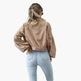 Women’s Bomber Jacket with Zipper and Pockets