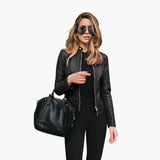 Women’s Bomber Jacket with Zipper and Pockets