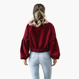 Women’s Bomber Jacket with Zipper and Pockets