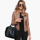 Women’s Bomber Jacket with Zipper and Pockets