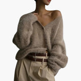 Women’s Button-Front Knit Cardigan with Ribbed Trim