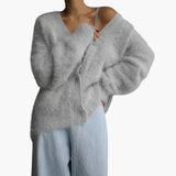 Women’s Button-Front Knit Cardigan with Ribbed Trim