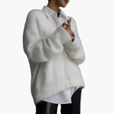 Women’s Button-Front Knit Cardigan with Ribbed Trim