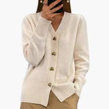 Women’s Button Front Cardigan with Long Sleeves and Ribbed Cuffs
