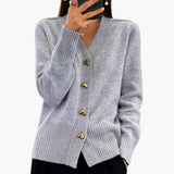 Women’s Button Front Cardigan with Long Sleeves and Ribbed Cuffs