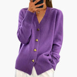 Women’s Button Front Cardigan with Long Sleeves and Ribbed Cuffs