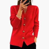 Women’s Button Front Cardigan with Long Sleeves and Ribbed Cuffs
