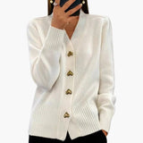 Women’s Button Front Cardigan with Long Sleeves and Ribbed Cuffs