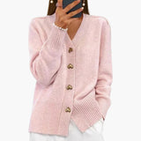 Women’s Button Front Cardigan with Long Sleeves and Ribbed Cuffs