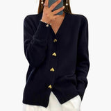 Women’s Button Front Cardigan with Long Sleeves and Ribbed Cuffs