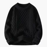 Women’s Cable Knit Sweater with Round Neck and Long Sleeves