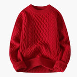 Women’s Cable Knit Sweater with Round Neck and Long Sleeves