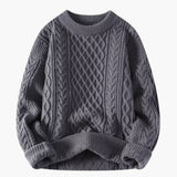 Women’s Cable Knit Sweater with Round Neck and Long Sleeves