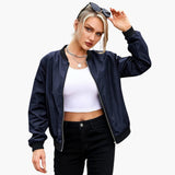Women’s Classic Bomber Jacket with Pockets and Zip