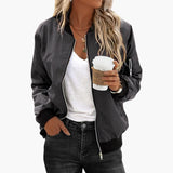 Women’s Classic Bomber Jacket with Pockets and Zip