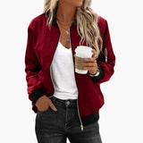 Women’s Classic Bomber Jacket with Pockets and Zip