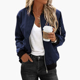 Women’s Classic Bomber Jacket with Pockets and Zip