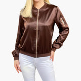 Women’s Classic Bomber Jacket with Pockets and Zip