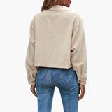 Women’s Corduroy Transitional Jacket with Lapel Collar