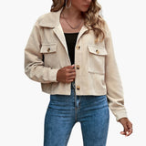 Women’s Corduroy Transitional Jacket with Lapel Collar