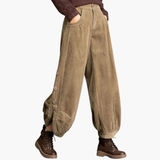 Women’s Corduroy Trousers with Side Pockets and Button Cuffs