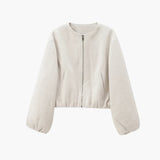 Women's Cropped Bomber Jacket - Practical Zipper Closure