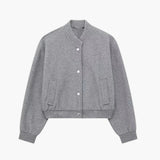 Women’s Cropped Bomber Jacket with Snap Buttons