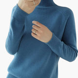 Women’s Cropped Turtleneck Sweater with Ribbed Trim