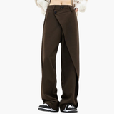 Women’s Dress Pants with Asymmetrical Layer and Button
