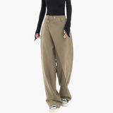 Women’s Dress Pants with Asymmetrical Layer and Button