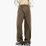 Women’s Dress Pants with Asymmetrical Layer and Button