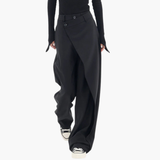Women’s Dress Pants with Asymmetrical Layer and Button
