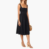Women's Dress with Square Neck and Ruched Waist