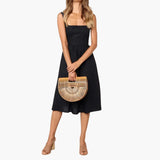 Women's Dress with Square Neck and Ruched Waist
