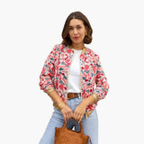 Women’s Everyday Floral Bomber Jacket with Zip Closure