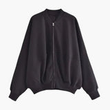 Women's Fleece Bomber Jacket - Soft Fleece Material and Trendy Bomber Design