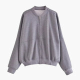 Women's Fleece Bomber Jacket - Soft Fleece Material and Trendy Bomber Design