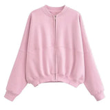 Women's Fleece Bomber Jacket - Soft Fleece Material and Trendy Bomber Design