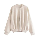 Women's Fleece Bomber Jacket - Soft Fleece Material and Trendy Bomber Design