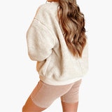 Women’s Fleece Bomber Jacket with Zipper and Pockets