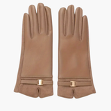 Women’s Full Finger Gloves with Lined Interior and Decorative Strap