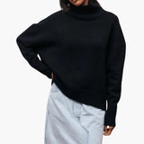 Women’s High Neck Jumper with Ribbed Hem and Long Sleeves