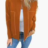 Women’s Hip-Length Bomber Jacket with Front Zip